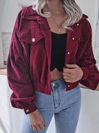 Cropped Corduroy Jacket - View 8 | TEVQA