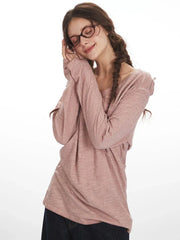 Vintage Slub Knit V-Neck Pocket Tee - TEVQA