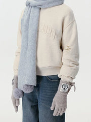 Festive knit scarf with pompom embellishments - View 9 | TEVQA