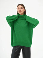 Classic oversized high neck knit sweater - View 22 | TEVQA