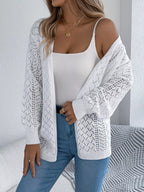 Pointelle Knit Cardigan - View 18 | TEVQA