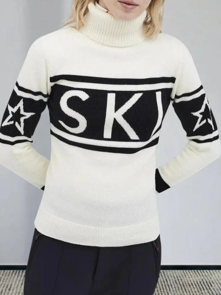 Aspen Chic 'SKI' Graphic Turtleneck - TEVQA
