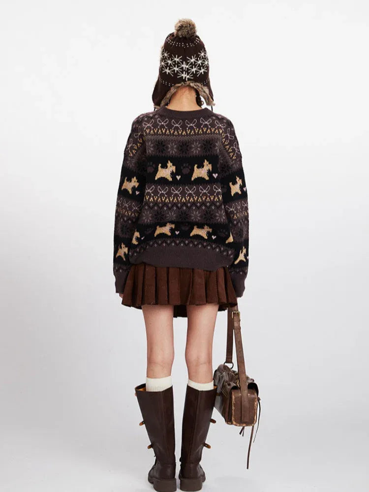 Vintage Scottie Dog Fair Isle Sweater - TEVQA