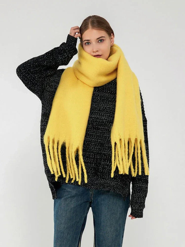 Oversized Faux Mohair Winter Scarf - TEVQA