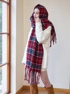 Oversized Chunky Plaid Scarf - TEVQA