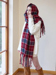 Oversized Chunky Plaid Scarf - TEVQA