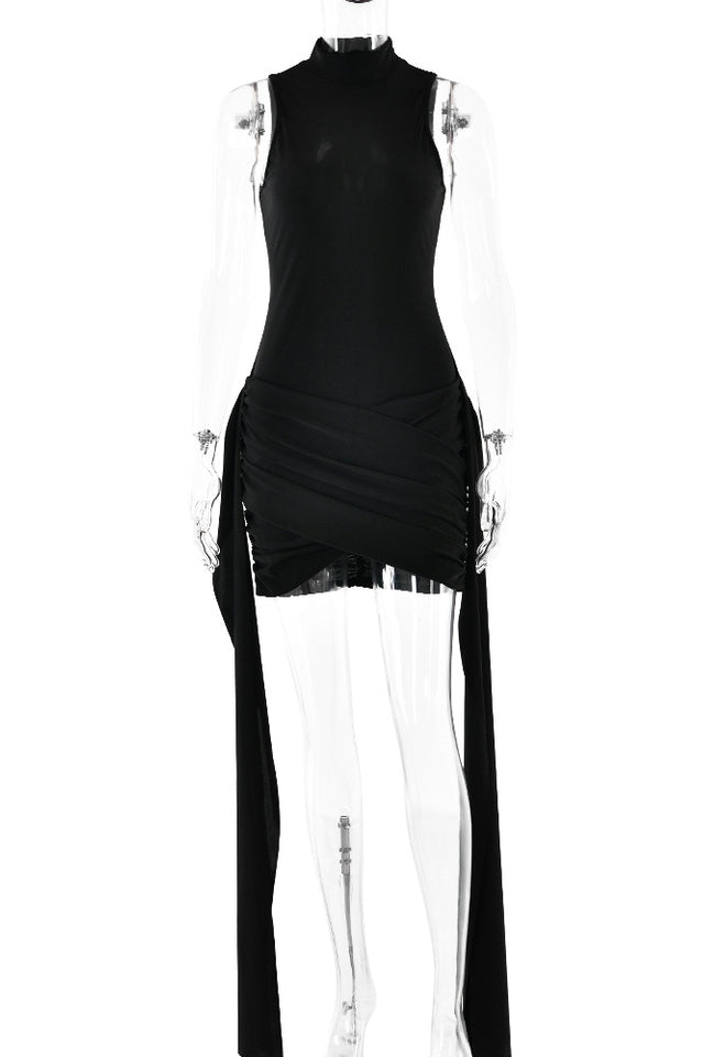 Anji High Neck Criss Cross Mini Dress | Dress In Beauty