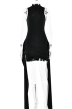 Anji High Neck Criss Cross Mini Dress - TEVQA