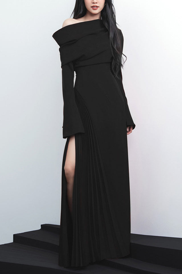 Pleated Patchwork Slit Red Dress | Dress In Beauty