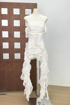Ivria Halterneck Ruffled Draped Dress - View 10 | TEVQA