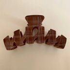 Large velvet plaid hair claw clip - View 13 | TEVQA