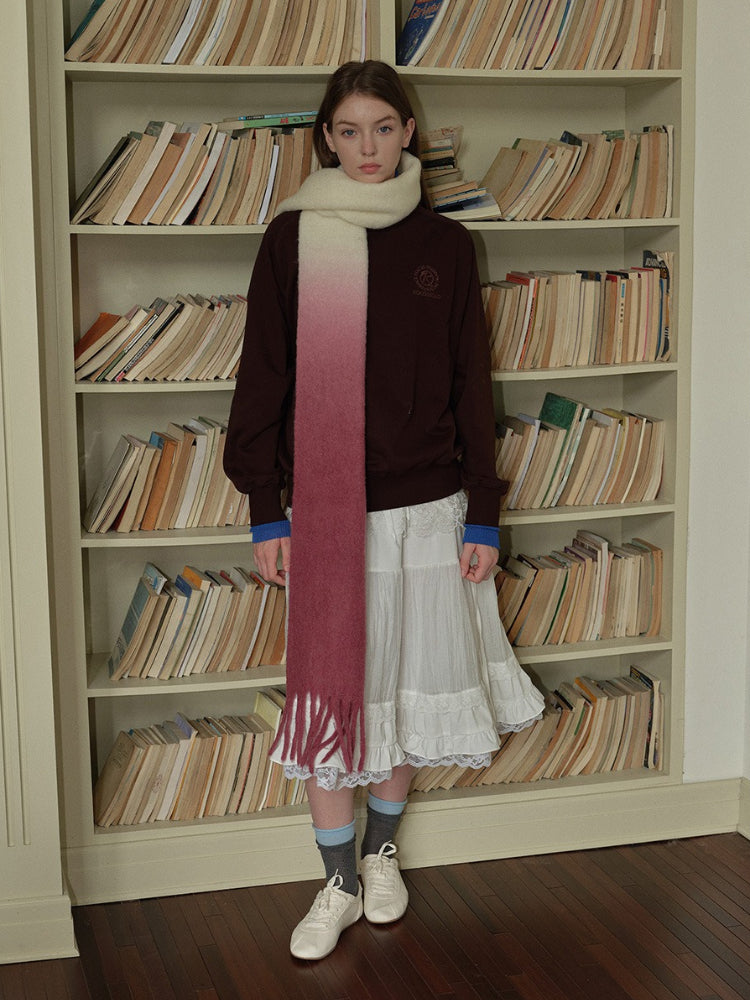 Soft Girl Ombre Pink Wool Blend Scarf