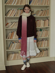 Soft Girl Ombre Pink Wool Blend Scarf