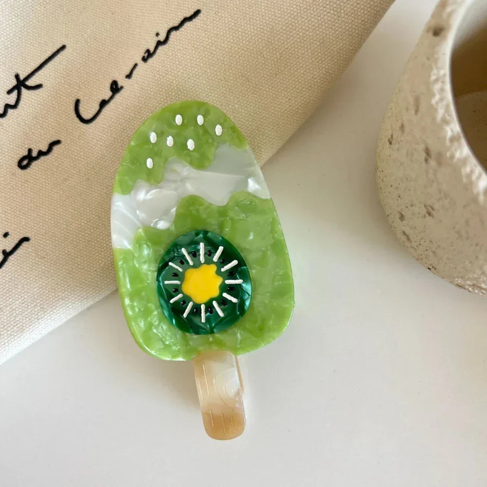 Large 4 Inch Acetate Hair Claw Clip with Summer Fruit Designs - View 8 | TEVQA