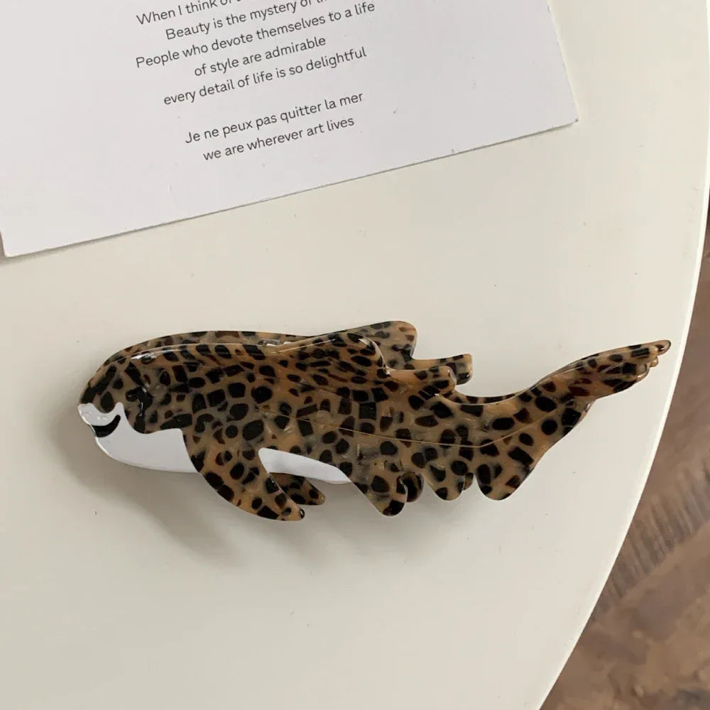umbo Ocean Predator Acetate Hair Claw Clip - 5.9 Inch Extra Large Clip for Thick Hair - TEVQA