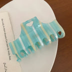 Striped rectangular hair claw clip with heart detail - View 7 | TEVQA