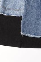 Patchwork denim and mesh mini dress - View 7 | TEVQA