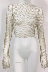 Crystal Diamond See Through Crop Top | Dress In Beauty