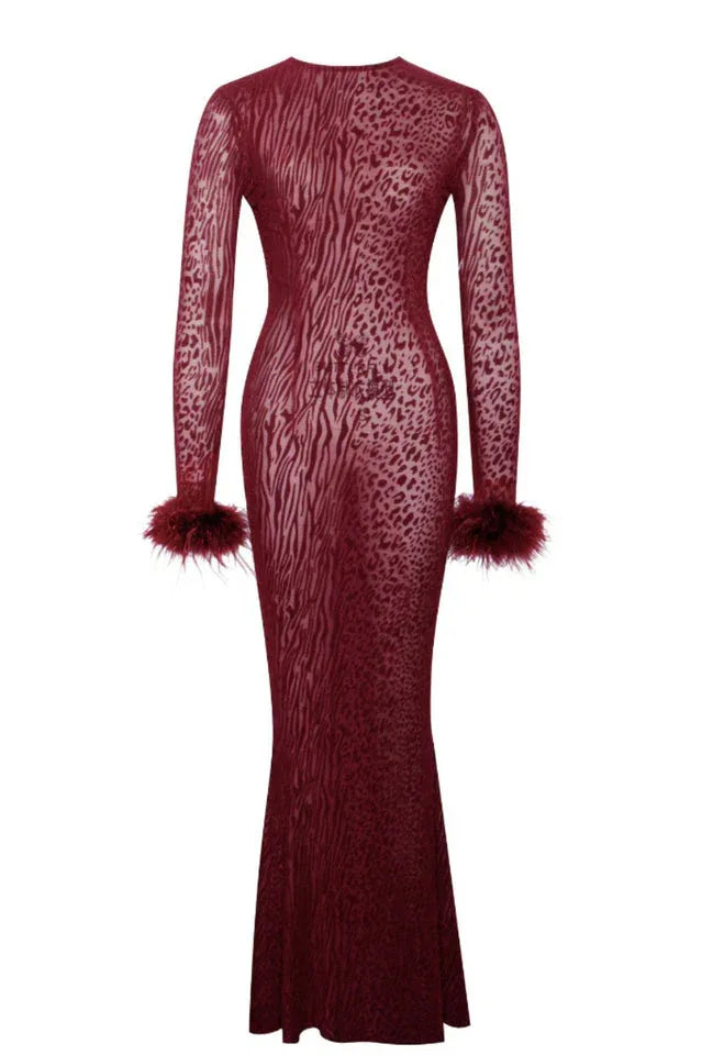 Patricia Leopard Burnout Velvet Maxi Dress - View 10 | TEVQA