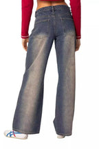 Striped wide leg denim jeans - View 20 | TEVQA