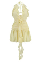 Buttercup Halterneck Mini Dress with Ruffle Trim - View 10 | TEVQA
