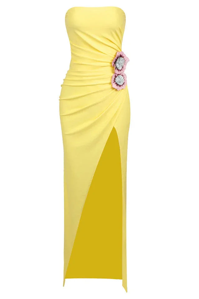 Floral Strapless Evening Gown - View 13 | TEVQA