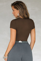 Solid Color Threaded Short Sleeve T-Shirt | Dress In Beauty