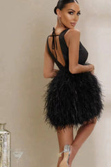 Black Plunge Front Mini Dress | Dress In Beauty