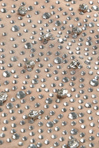 Apricot Rhinestone Embellished Evening Gown - View 7 | TEVQA