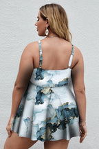 Floral print tankini swim dress with shorts - View 12 | TEVQA
