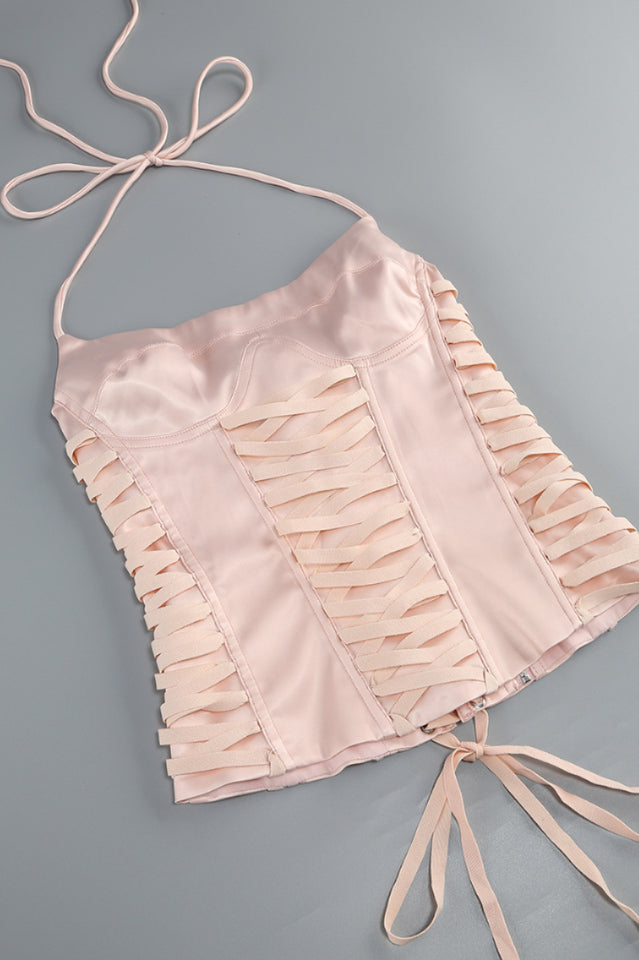 Arifah Floral Halter Neck Corset Skirt Set | Dress In Beauty