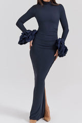 Fabienne Midnight Ruffle Sleeve Maxi Dress | Dress In Beauty