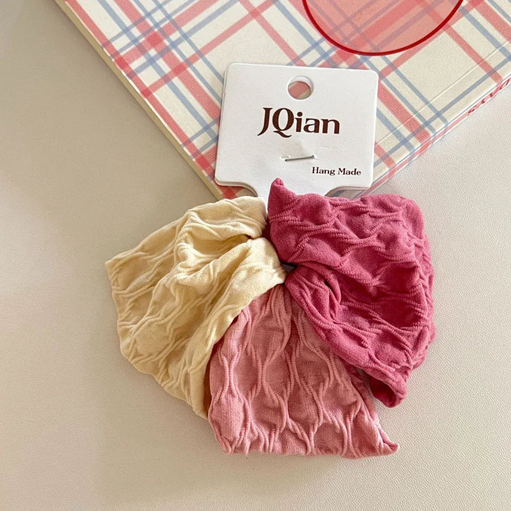 Wide Crinkled Fabric Scrunchie - Gentle Snag-Free Hair Tie - TEVQA