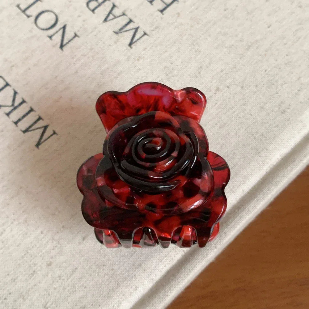 3D sculpted rose acetate hair claw clip - View 7 | TEVQA