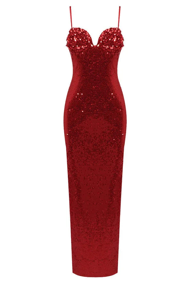 Lorelei Brown Sequin Maxi Dress with Floral Detail - View 27 | TEVQA