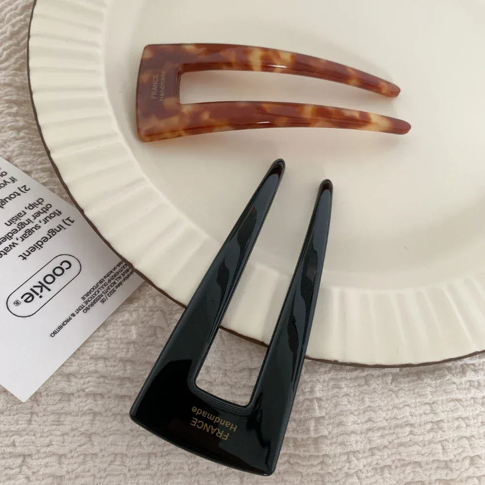 French Design Acetate U-Shape Hair Pin (3.7 Inch) - TEVQA