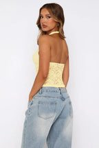 Lilac Bloom Floral Lace Halter Top - View 16 | TEVQA
