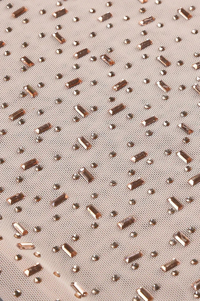 Sequin Mesh Column Gown with Cut-Out Detail - View 9 | TEVQA