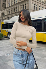 Backless Round Neck Long Sleeve Blouse | Dress In Beauty