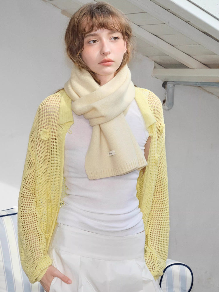Soft knit scarf in cream yellow - View 5 | TEVQA