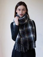 Oversized confetti knit scarf with rainbow speckles and fringe detail - View 14 | TEVQA
