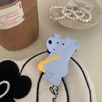 Cartoon bear hair claw clip with yellow satchel made of blue and beige acetate - View 6 | TEVQA