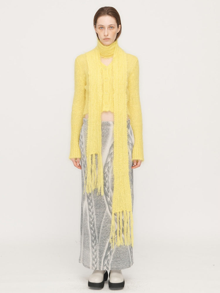 Vanilla Girl Cream Cable Knit Skinny Scarf