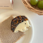 Large 5.1 Inch Acetate Animal Hair Claw Clip - Bird & Hedgehog - TEVQA