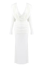 White long sleeve maxi dress with cowl neck - View 11 | TEVQA