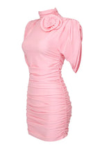 Ruched Mock Neck Mini Dress - View 20 | TEVQA