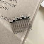 Acetate Flower Hair Comb with Decorative Side Clip - View 6 | TEVQA