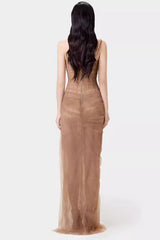 One Shoulder Lace Corset Maxi Dress | Dress In Beauty