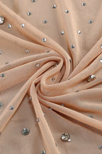 Apricot Rhinestone Embellished Evening Gown - View 9 | TEVQA