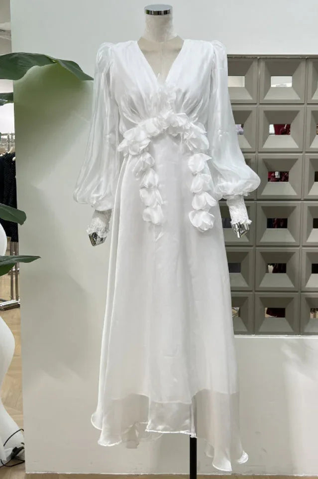 Floral Appliqué Midi Dress - View 14 | TEVQA